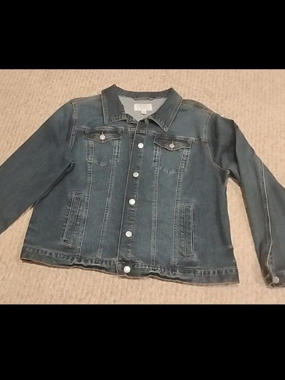 Women XXL Denim Stretch Jacket Relaxed Lightweight Dark Wash Boxy Casual Y2K